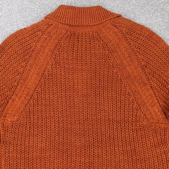 Garnet Hill Maren Cardigan Size S Burnt Orange Linen Organic Cotton Chunky Knit - Picture 10 of 14